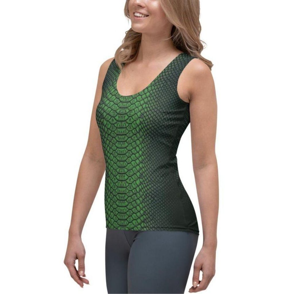 Green Crocodile Pattern Tank Top