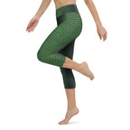 Green Crocodile Pattern Yoga Capris