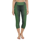 Green Crocodile Pattern Yoga Capris