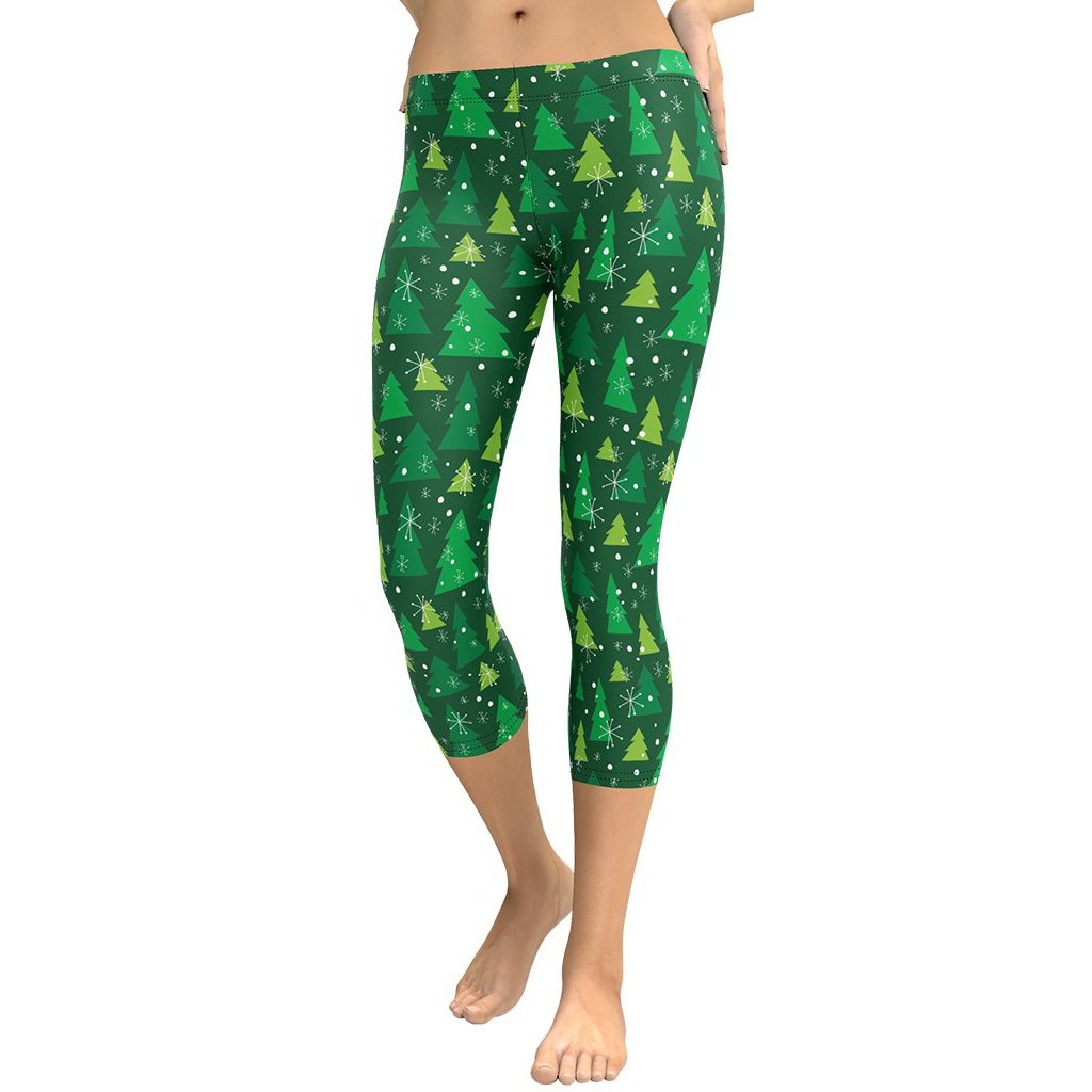 Green Forest Christmas Capris