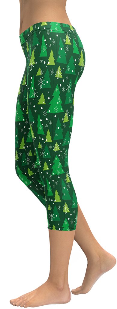 Green Forest Christmas Capris