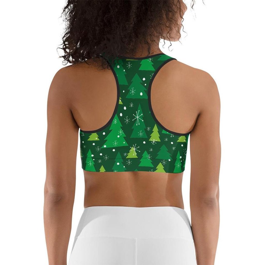 Green Forest Christmas Sports Bra