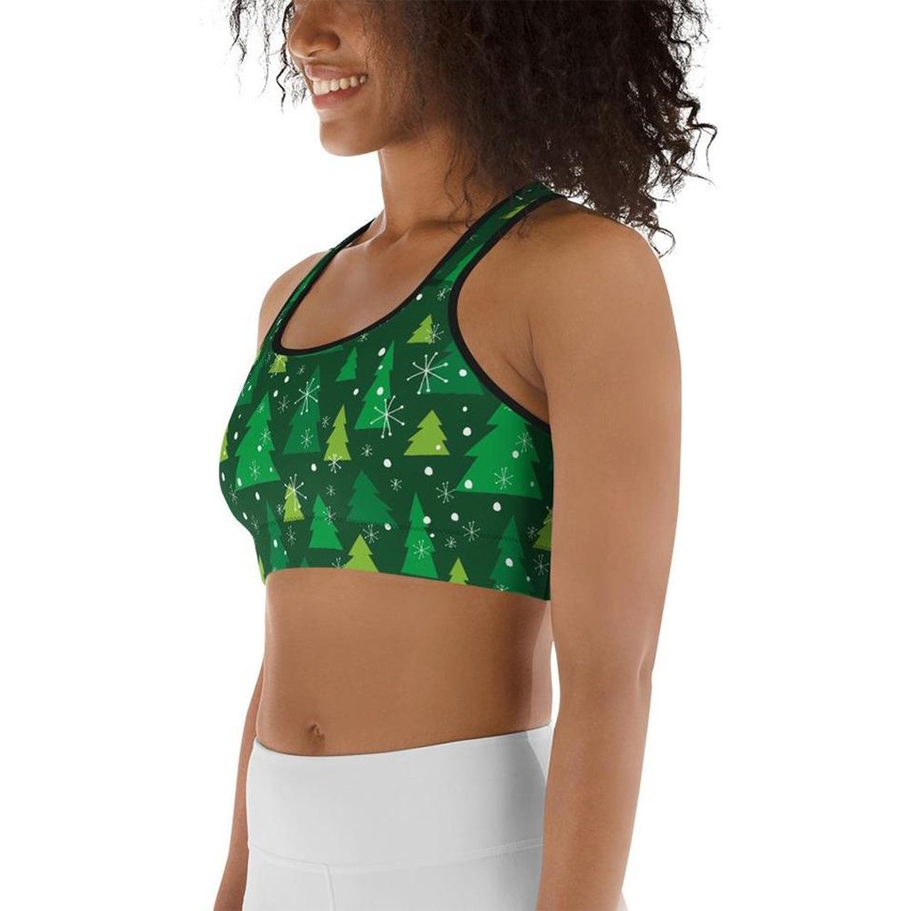 Green Forest Christmas Sports Bra
