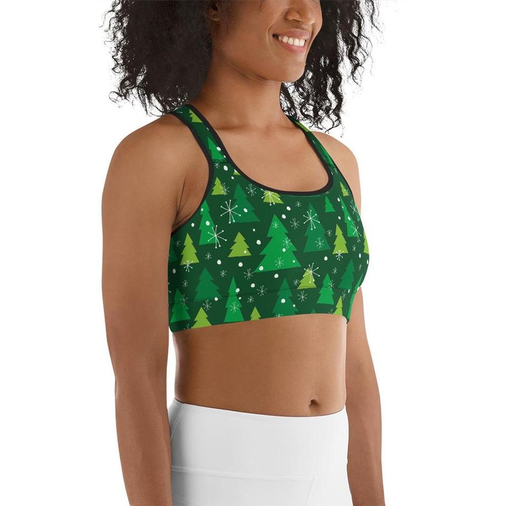 Green Forest Christmas Sports Bra