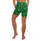 Green Forest Christmas Yoga Shorts