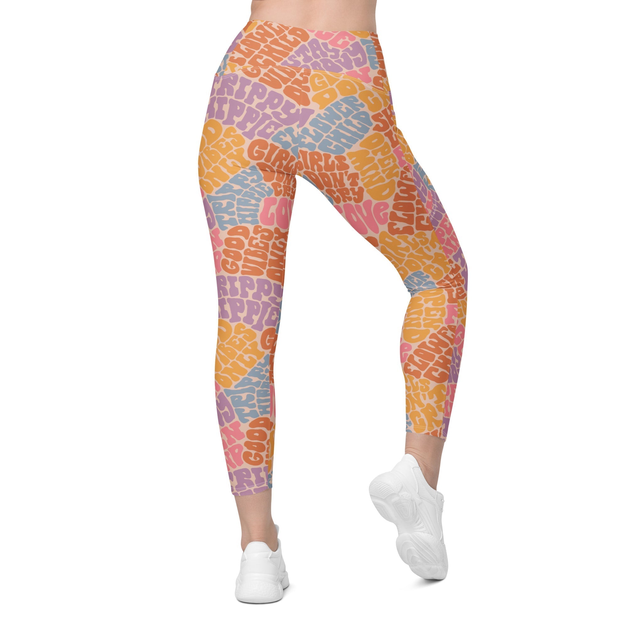 Groovy Hippie Crossover Leggings With Pockets