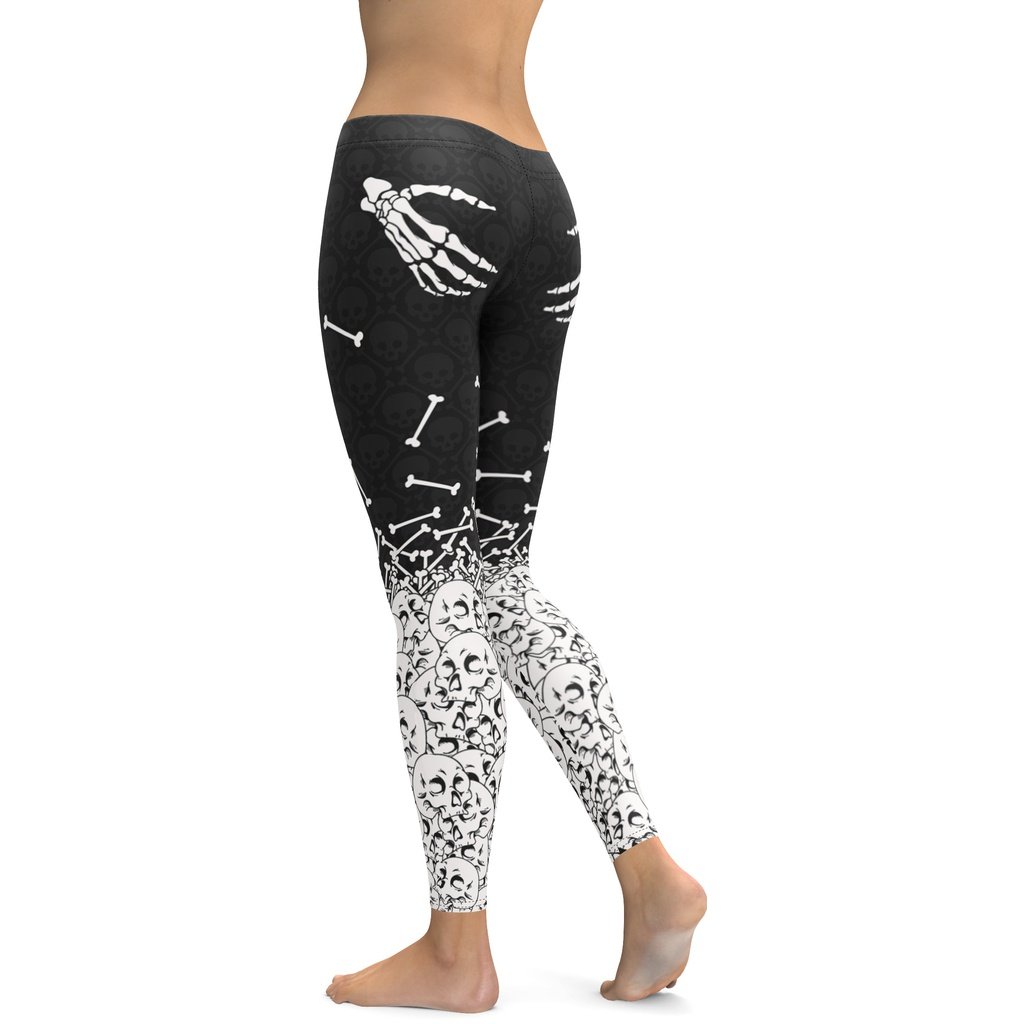 Legging Halloween Femme Taille Haute - Imprimé Crâne/Citrouille, Contour Ventre - Pour Yoga, Sport, Style Décontracté