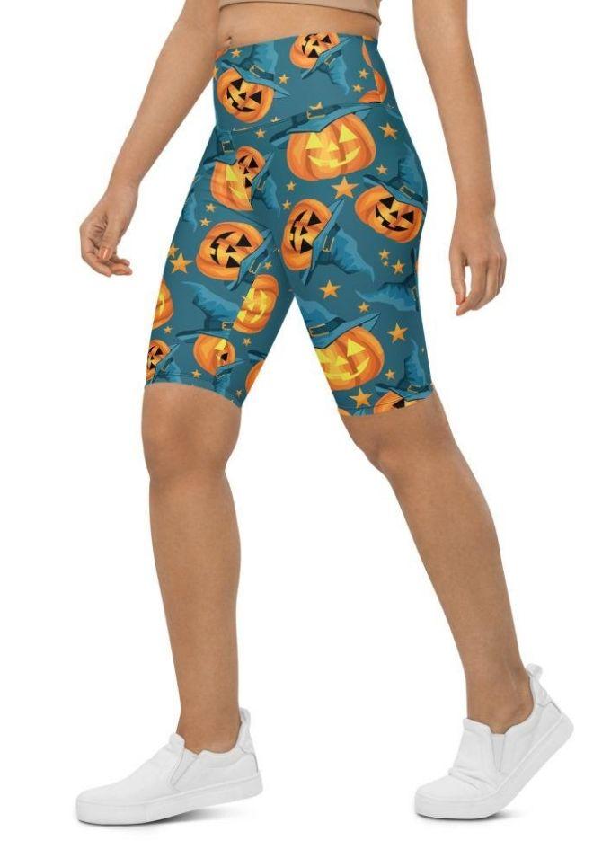 Halloween Pumpkin Biker Shorts