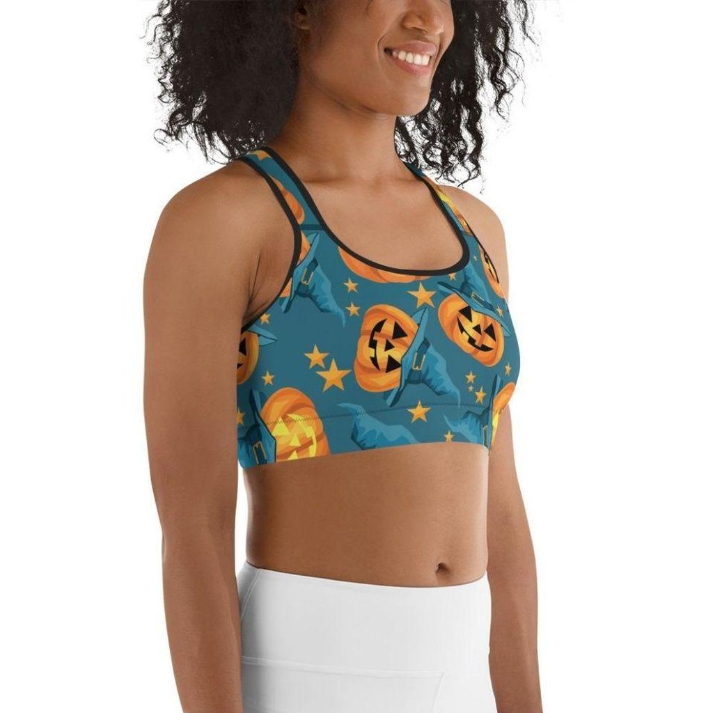Halloween Pumpkin Sports Bra