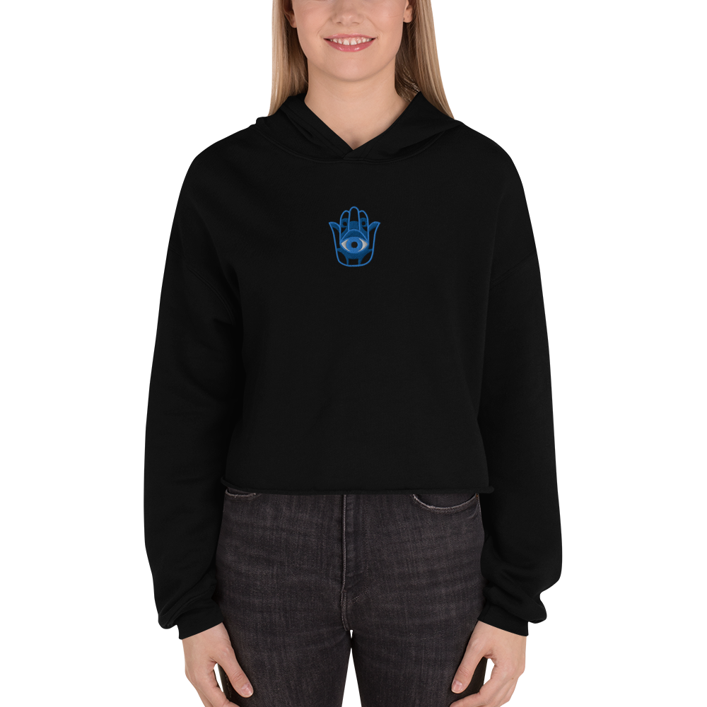Hamsa Hand Embroidery Crop Hoodie