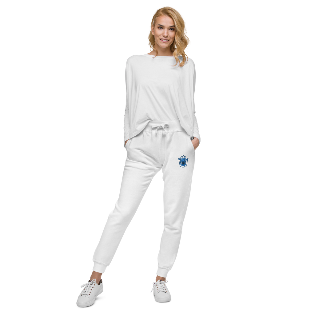 Hamsa Hand Embroidery Fleece Sweatpants