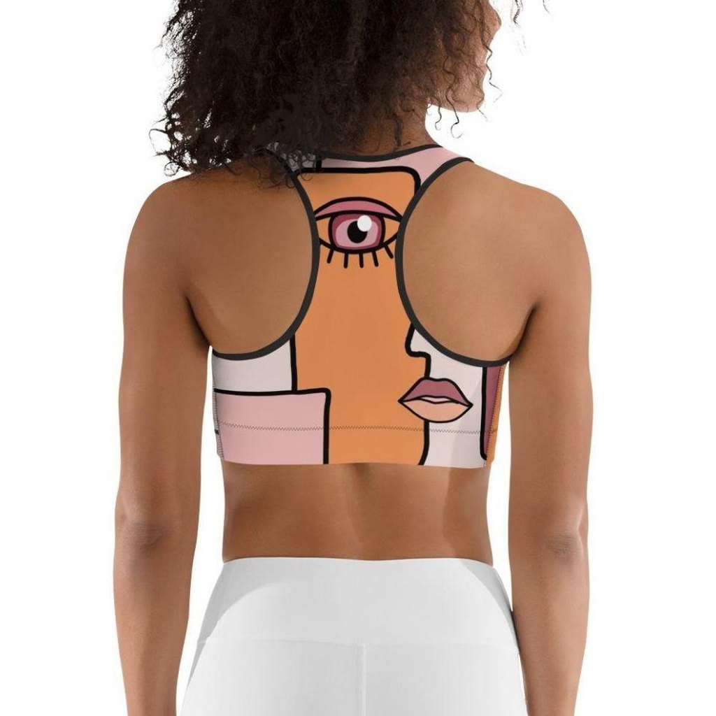 Hand-drawn Contemporary Painting Sports Bra