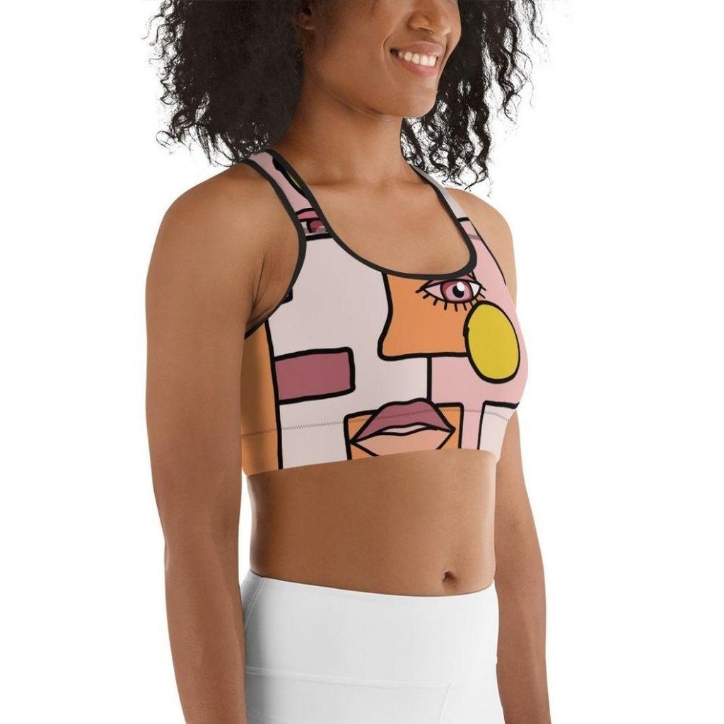 Hand-drawn Contemporary Painting Sports Bra