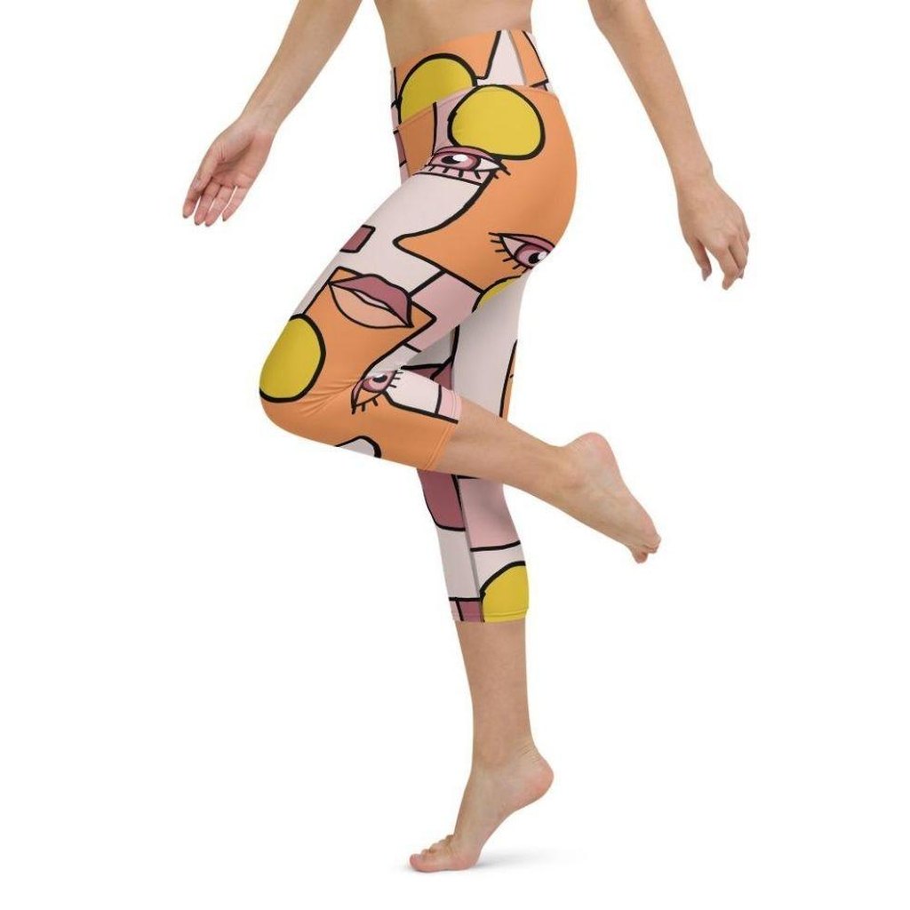 Hand-drawn Contemporary Painting Yoga Capris