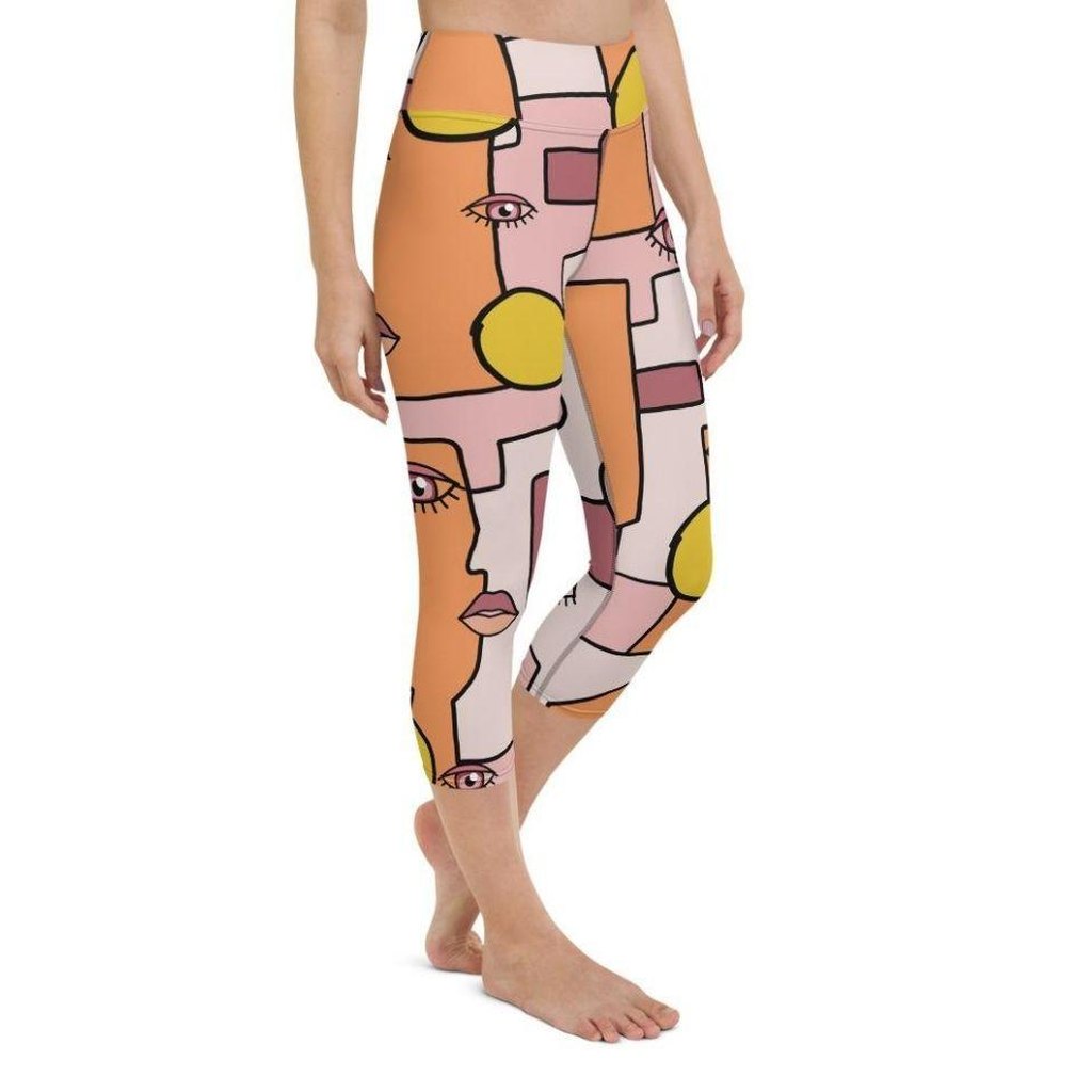 Hand-drawn Contemporary Painting Yoga Capris