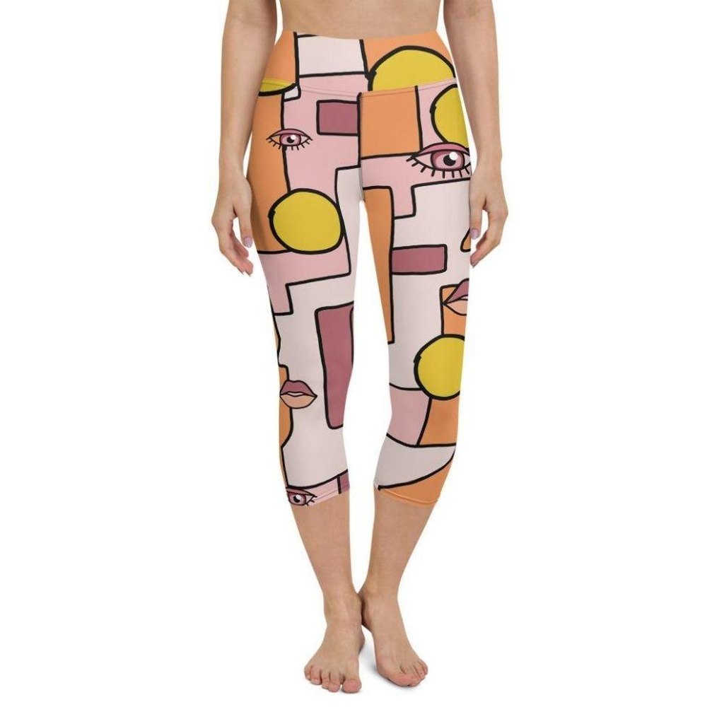 Hand-drawn Contemporary Painting Yoga Capris
