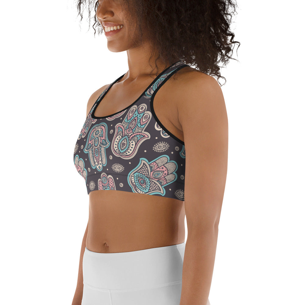 Hand Drawn Hamsa Sports Bra