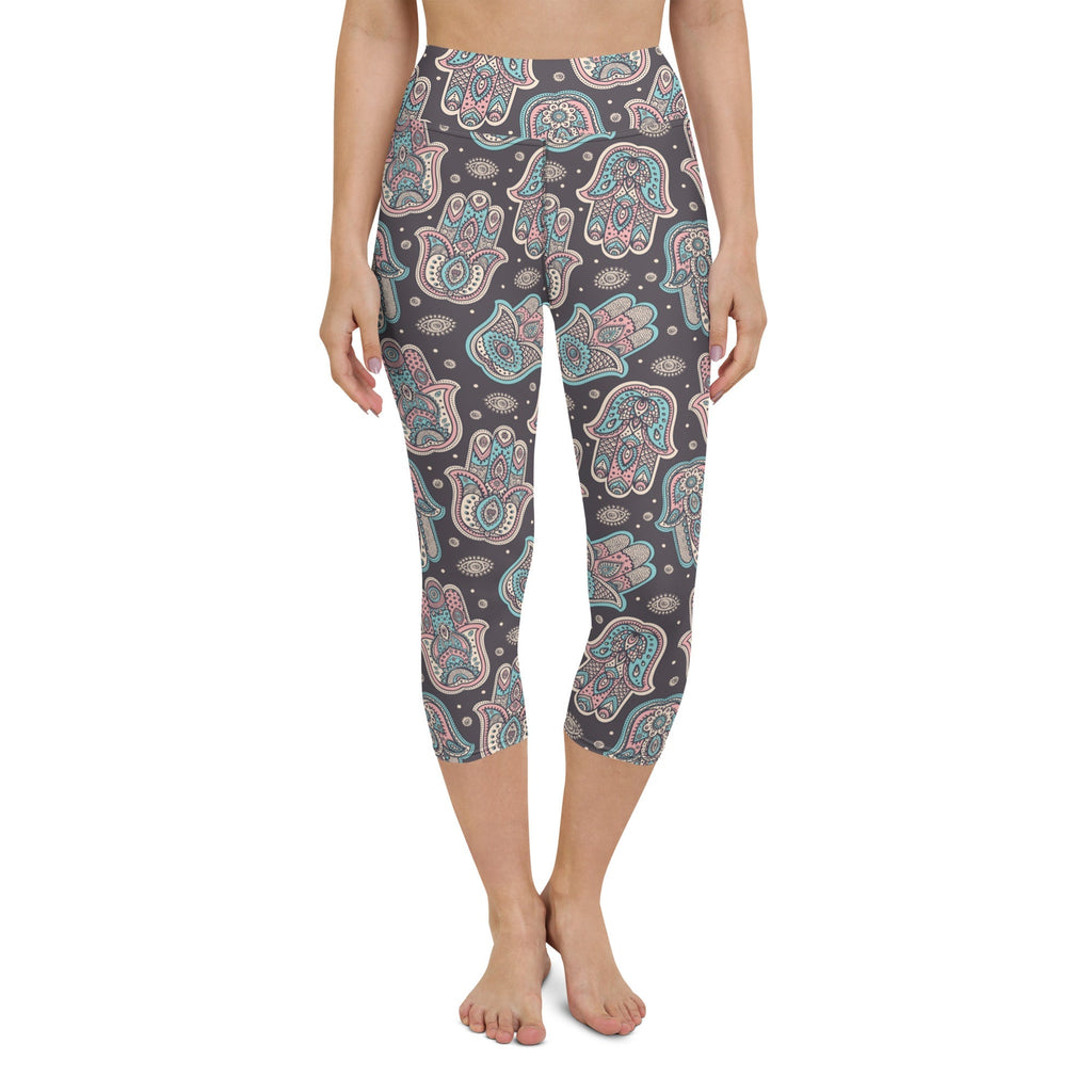 Hand Drawn Hamsa Yoga Capris