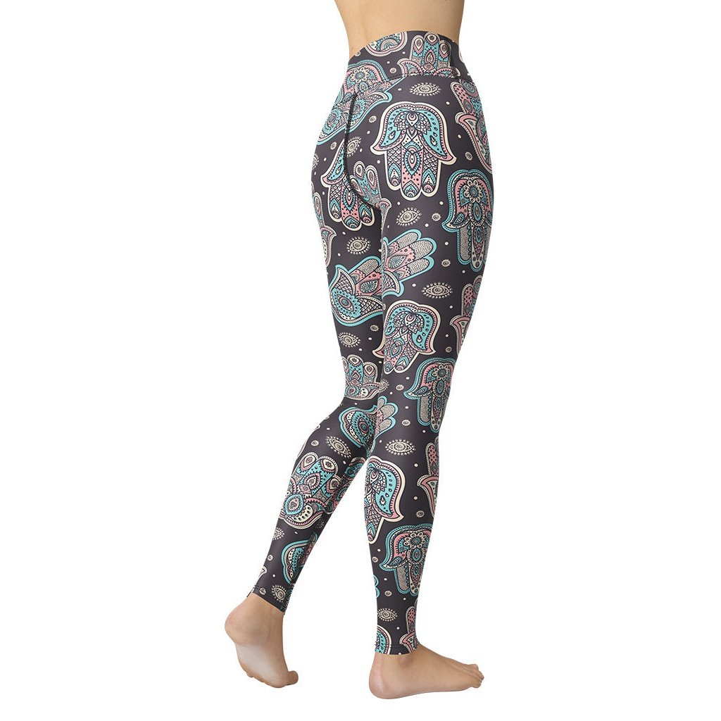 Hand Drawn Hamsa Yoga Leggings