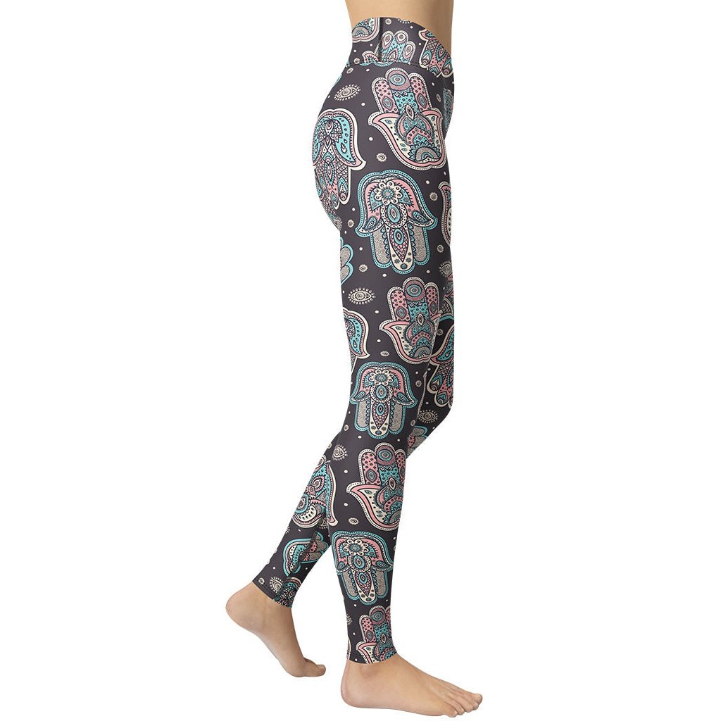 Hand Drawn Hamsa Yoga Leggings