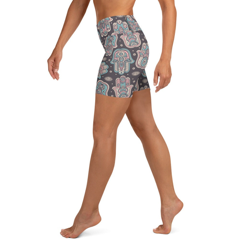 Hand Drawn Hamsa Yoga Shorts