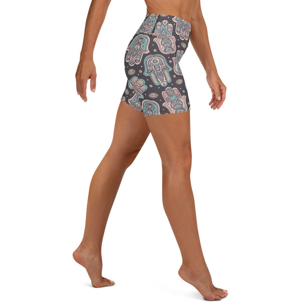 Hand Drawn Hamsa Yoga Shorts
