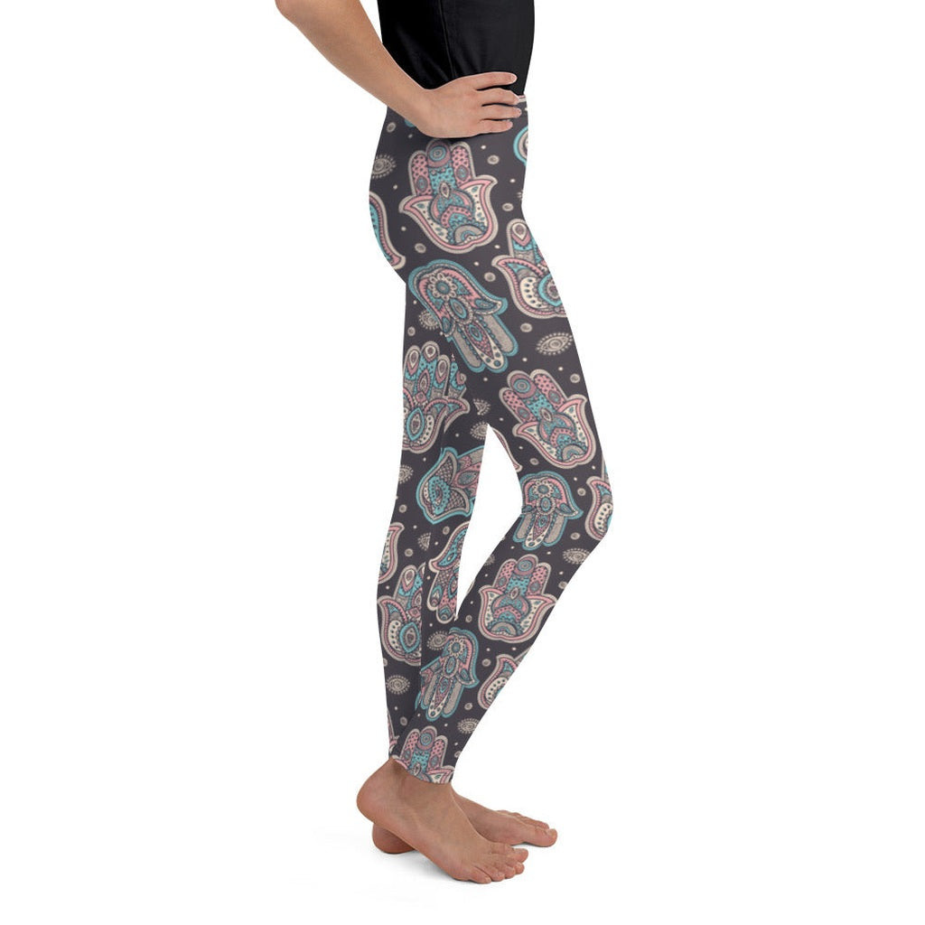 Hand Drawn Hamsa Youth Leggings
