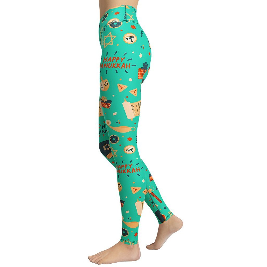 Hanukkah Joy Yoga Leggings - FiercePulse - Premium Workout Leggings - Yoga Pants