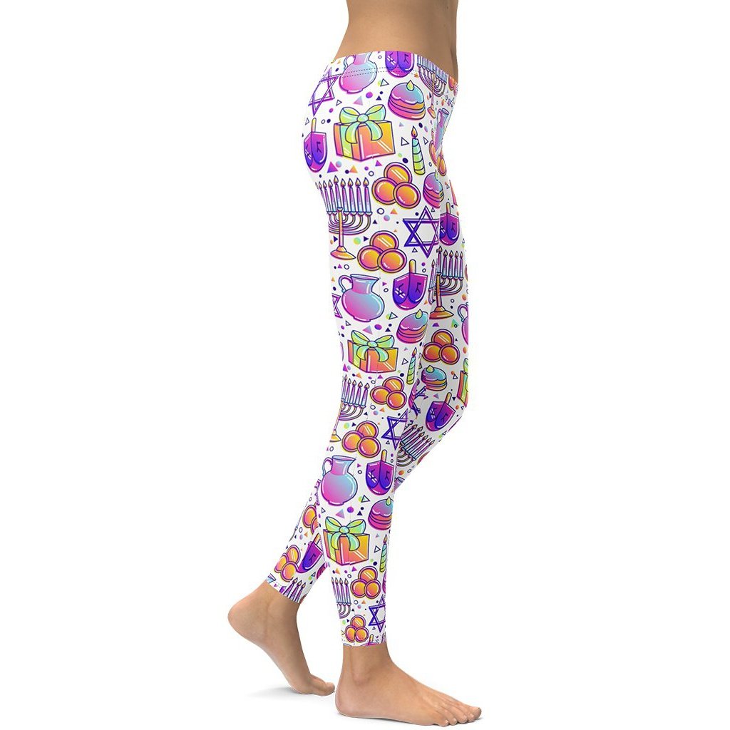 Hanukkah Symbol Leggings - FiercePulse - Premium Workout Leggings - Yoga Pants