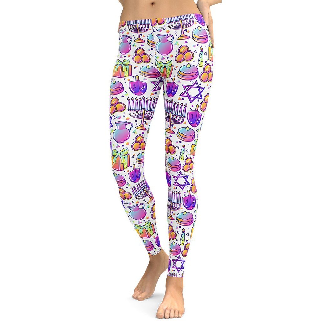 Hanukkah Symbol Leggings - FiercePulse - Premium Workout Leggings - Yoga Pants