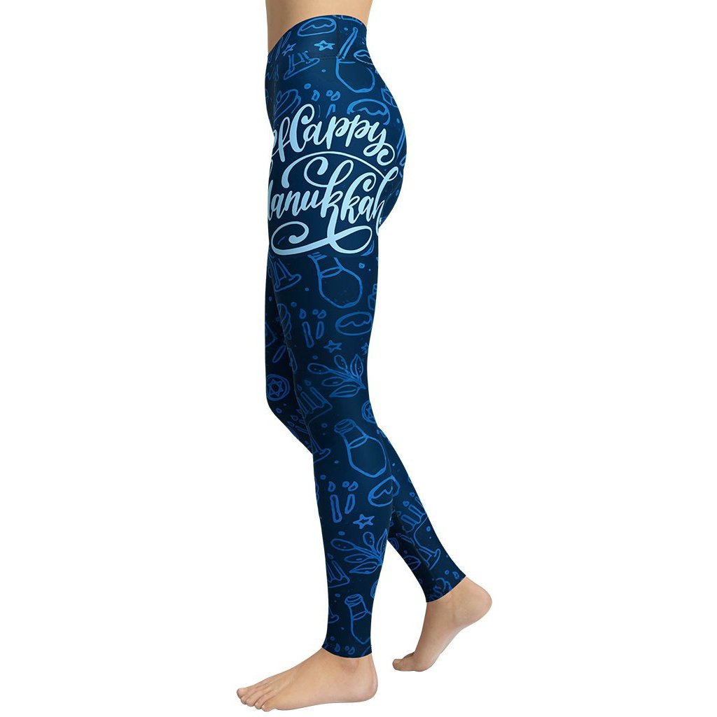 Happy Hanukkah Yoga Leggings - FiercePulse - Premium Workout Leggings - Yoga Pants