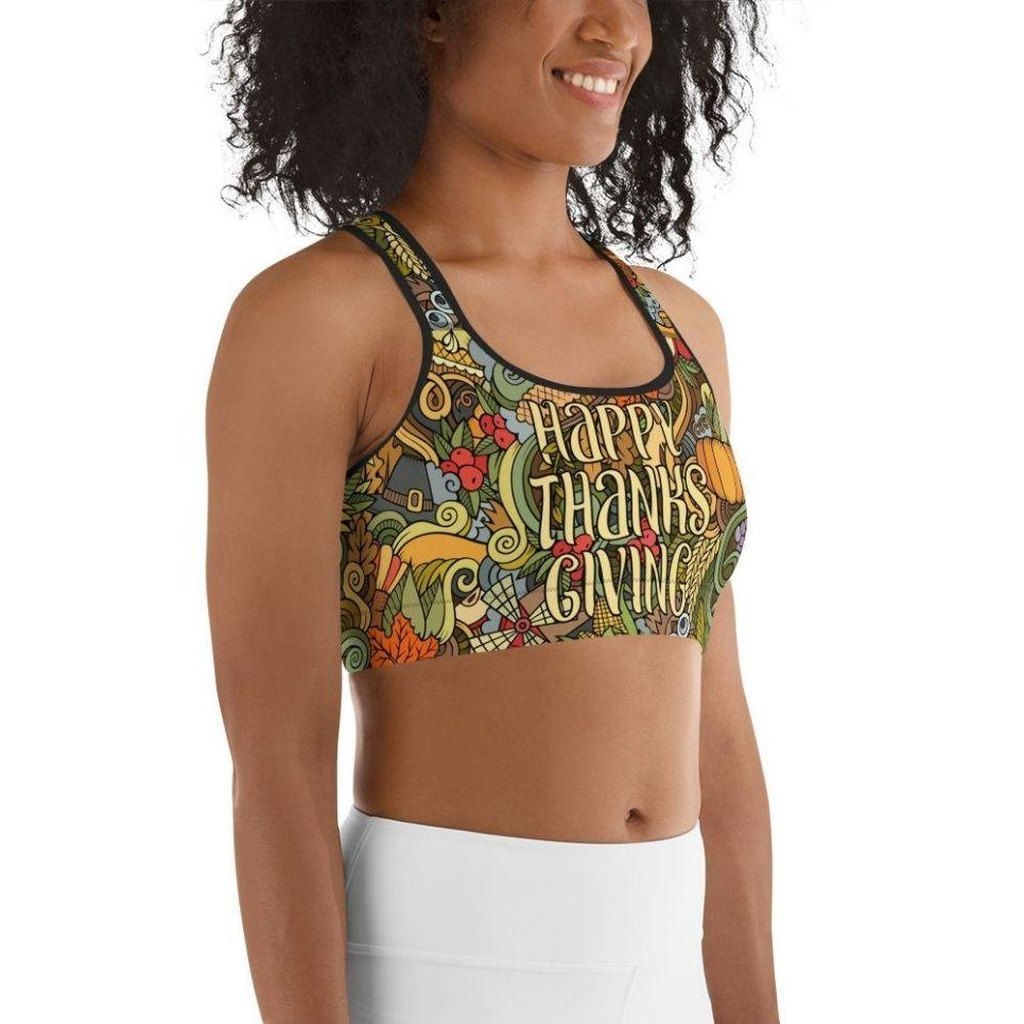 Happy Thanksgiving Sports Bra