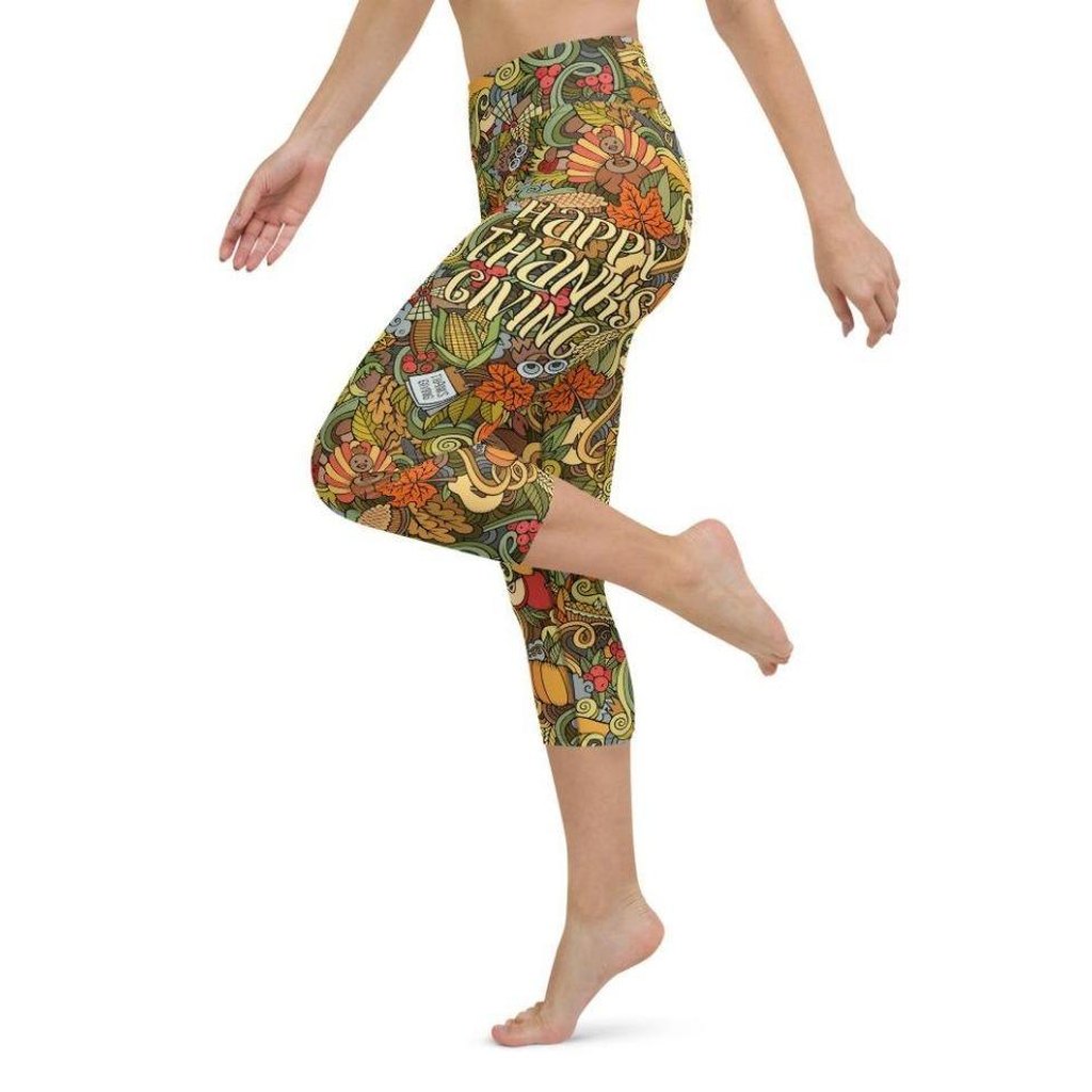 Happy Thanksgiving Yoga Capris