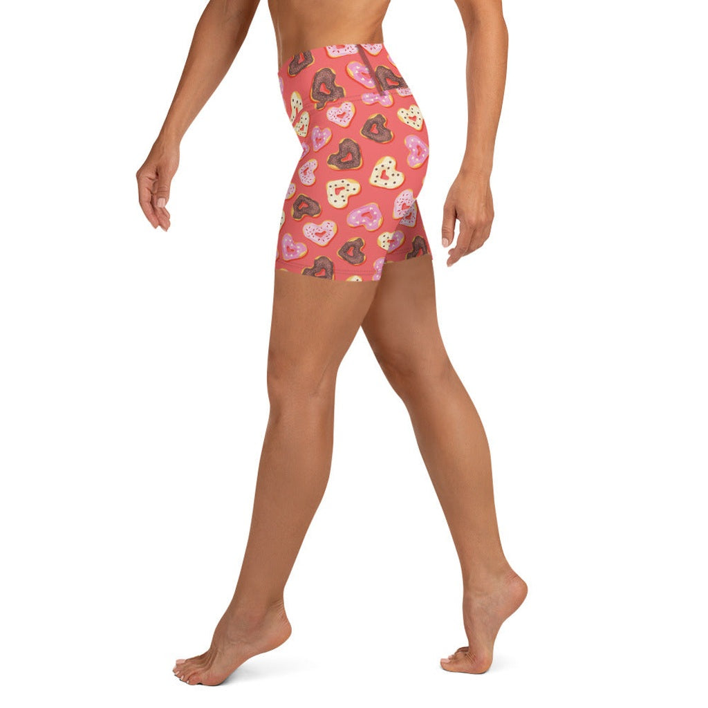 Heart Doughnuts Yoga Shorts