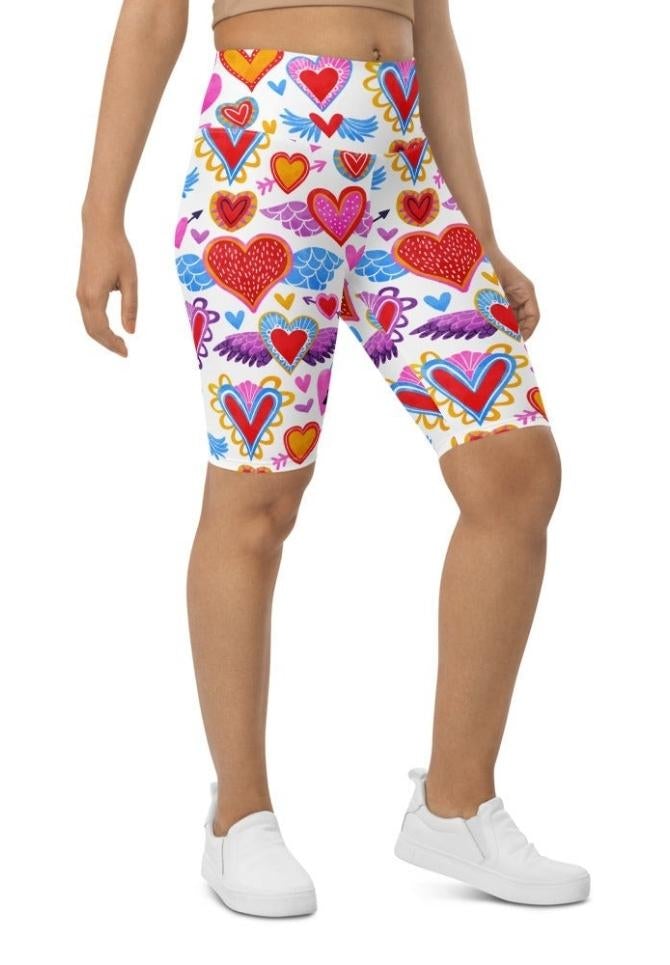Heart Pattern Biker Shorts
