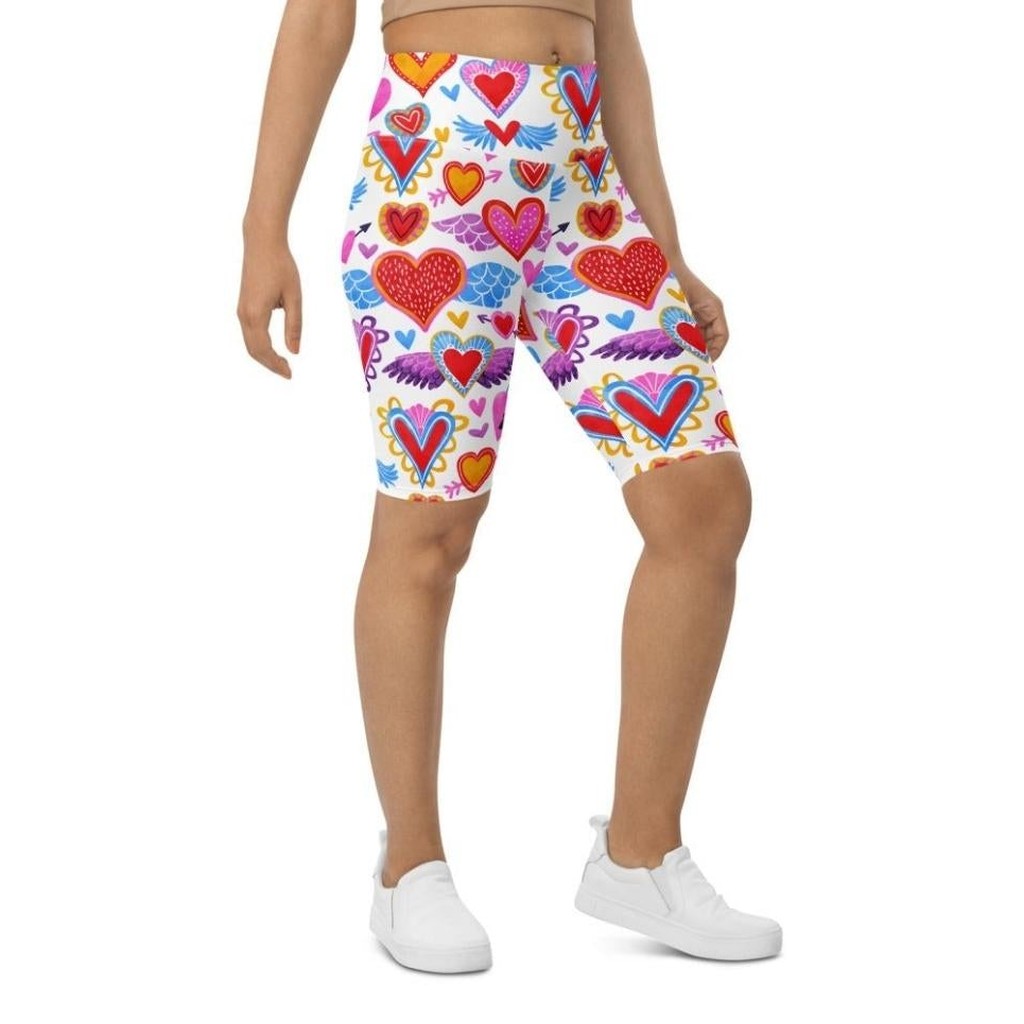 Heart Pattern Biker Shorts