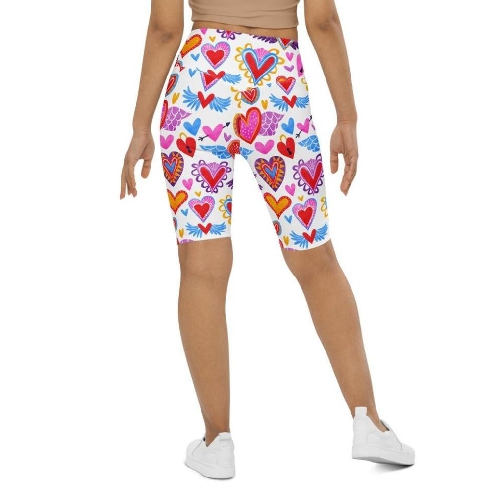 Heart Pattern Biker Shorts