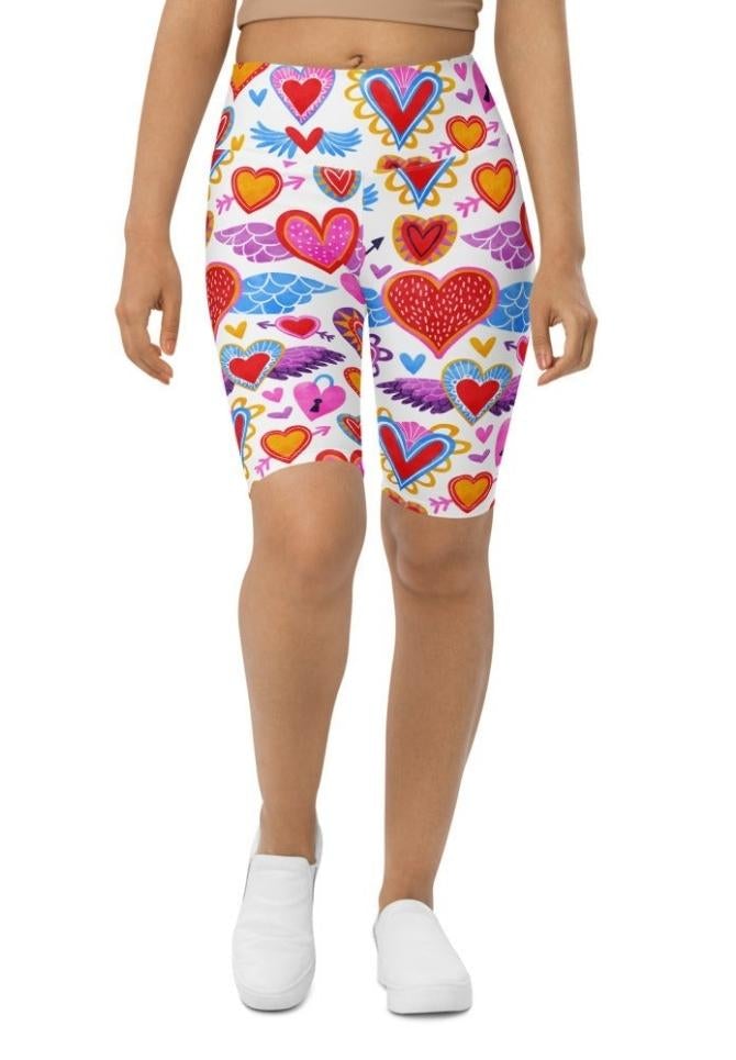 Heart Pattern Biker Shorts