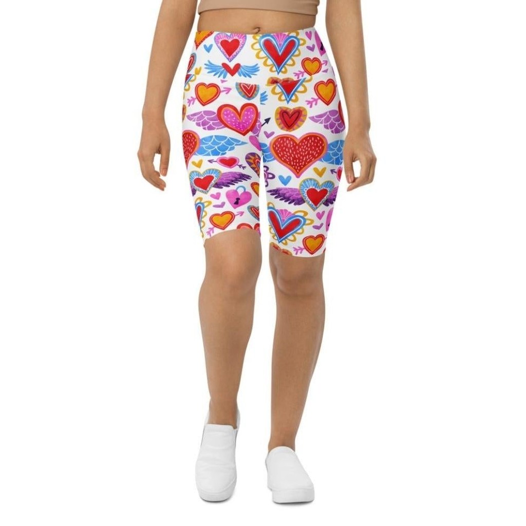 Heart Pattern Biker Shorts