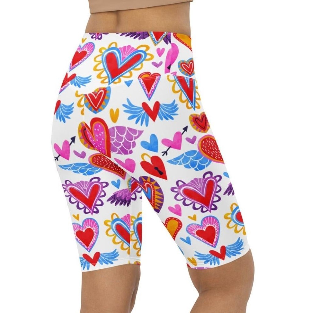 Heart Pattern Biker Shorts