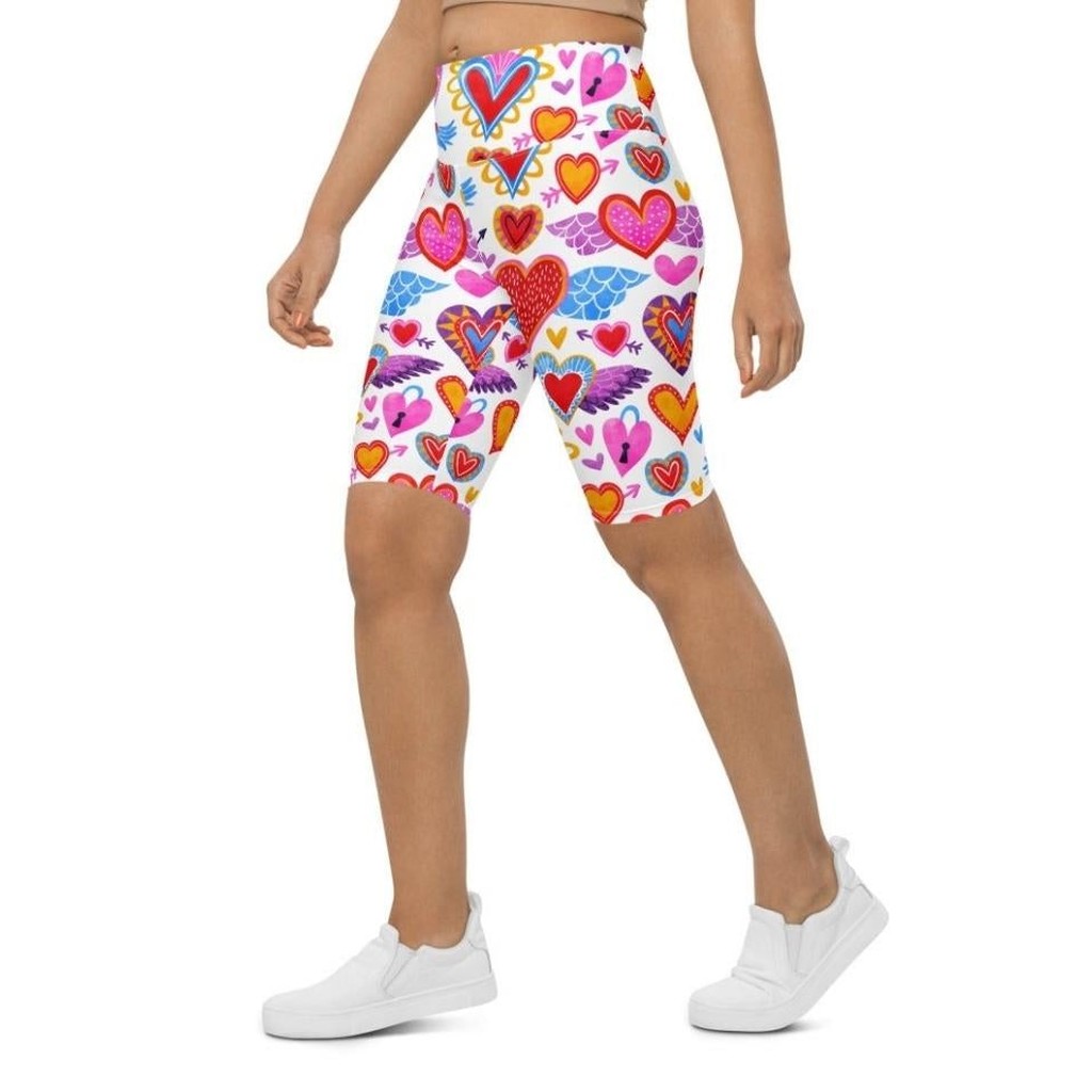 Heart Pattern Biker Shorts
