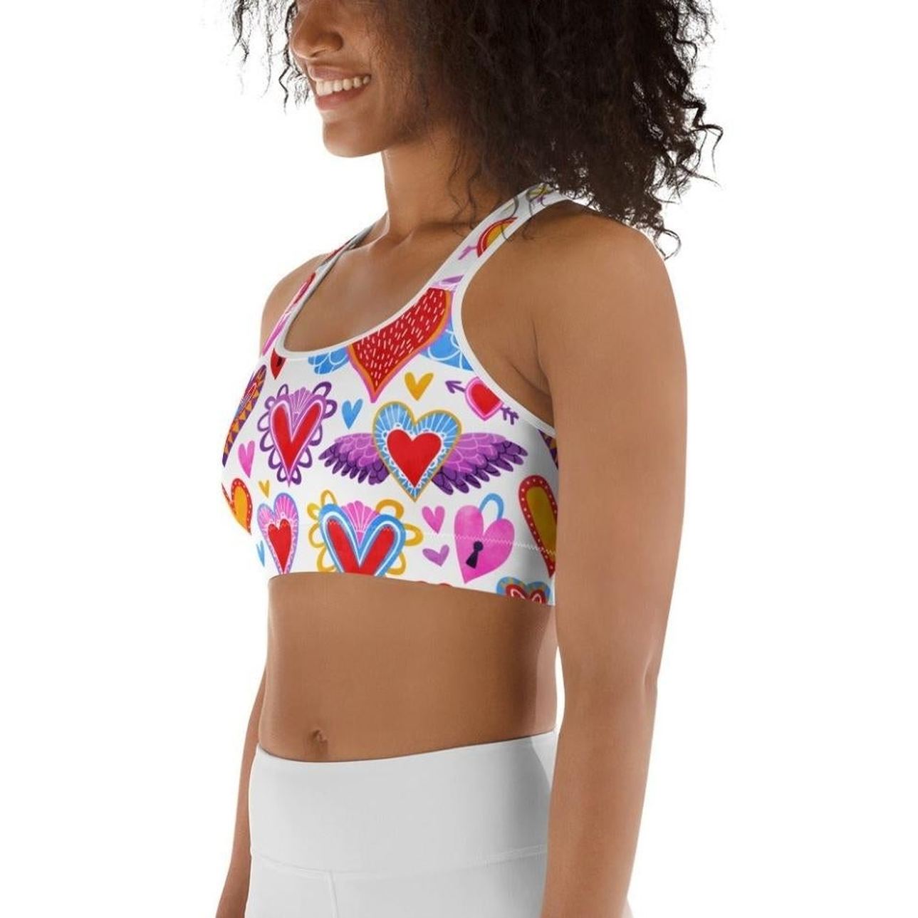 Heart Pattern Sports Bra