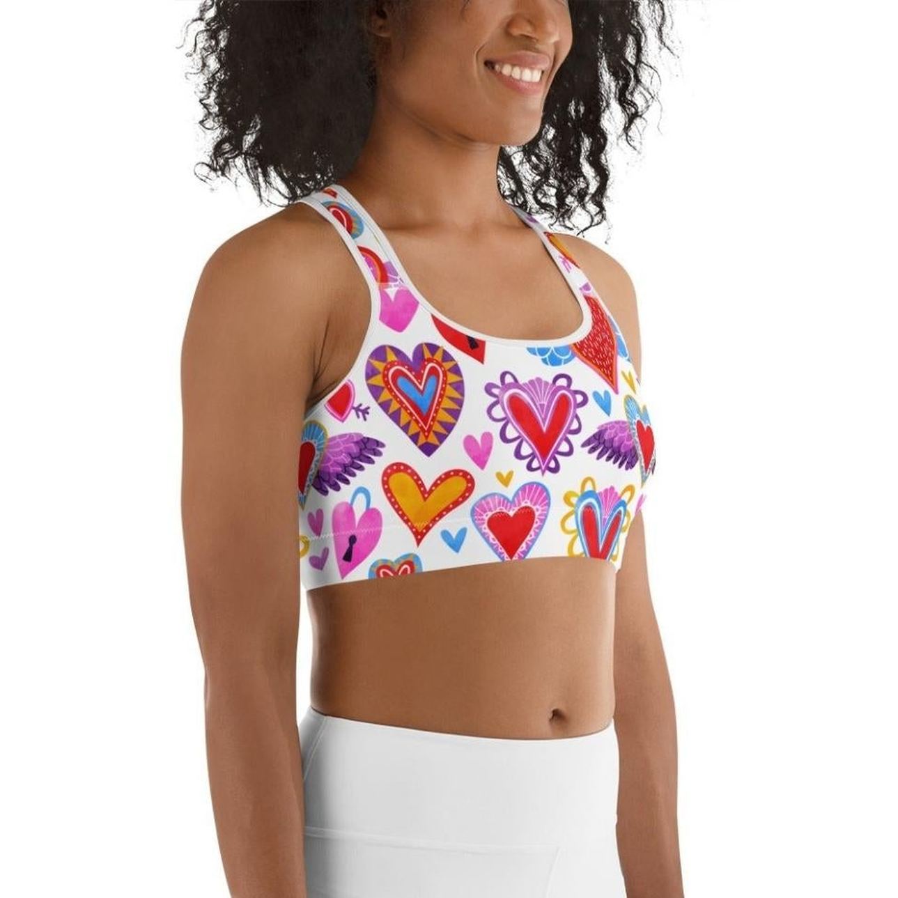 Heart Pattern Sports Bra