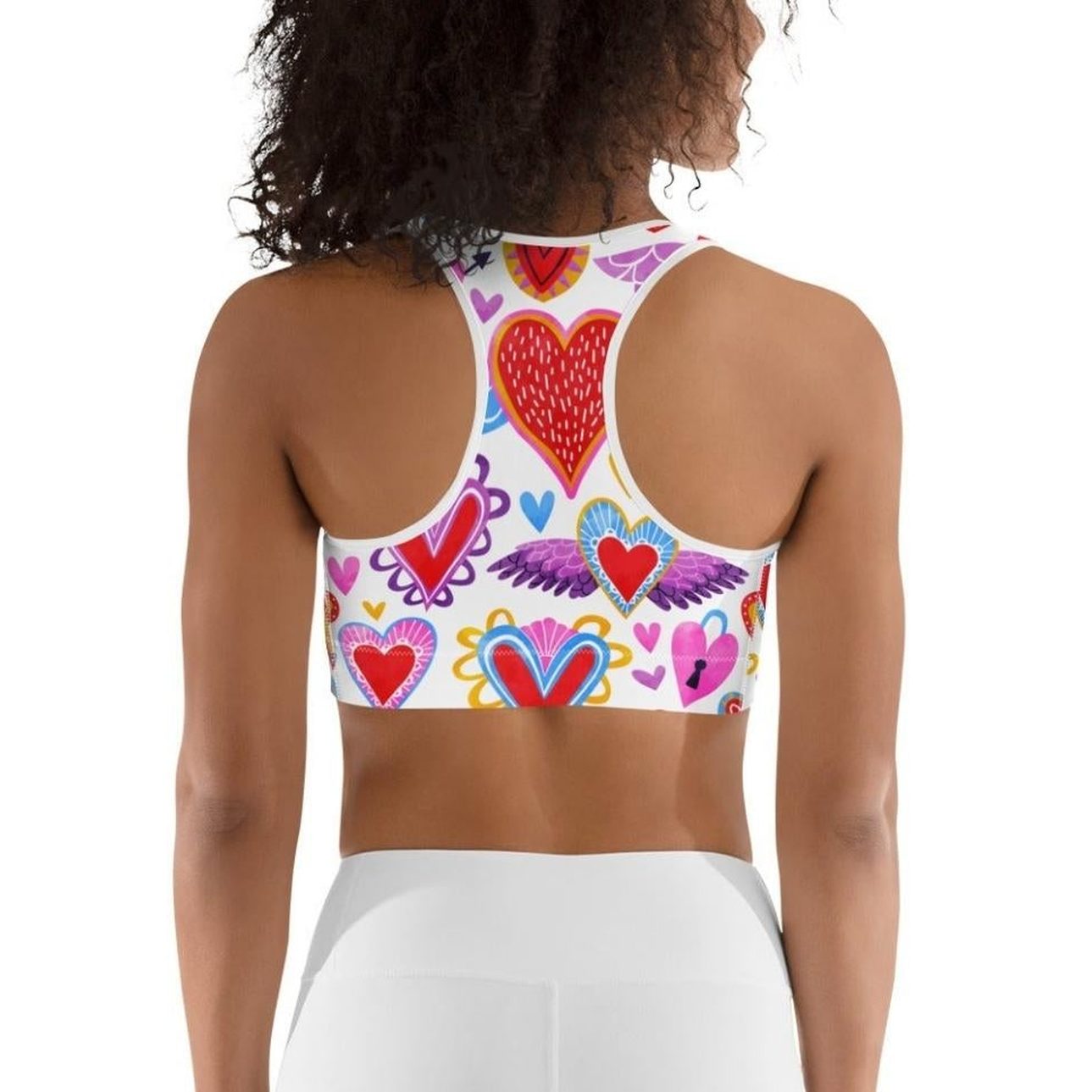 Heart Pattern Sports Bra