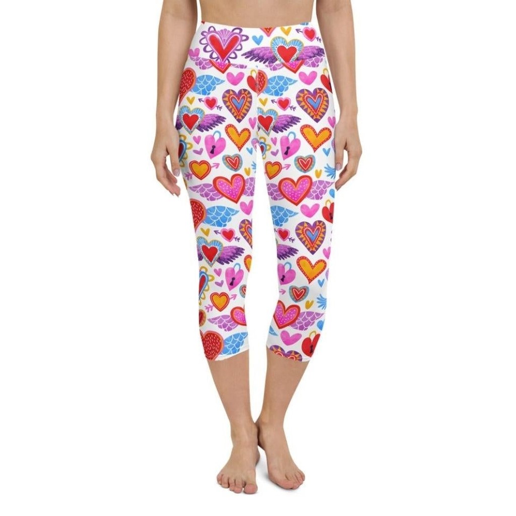 Heart Pattern Yoga Capris
