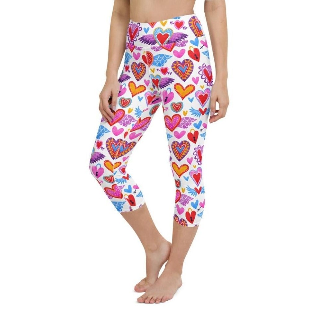 Heart Pattern Yoga Capris