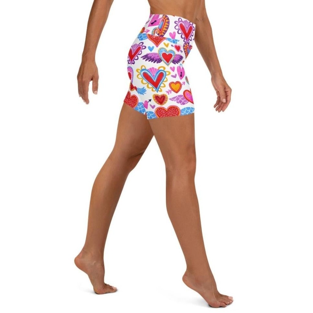 Heart Pattern Yoga Shorts
