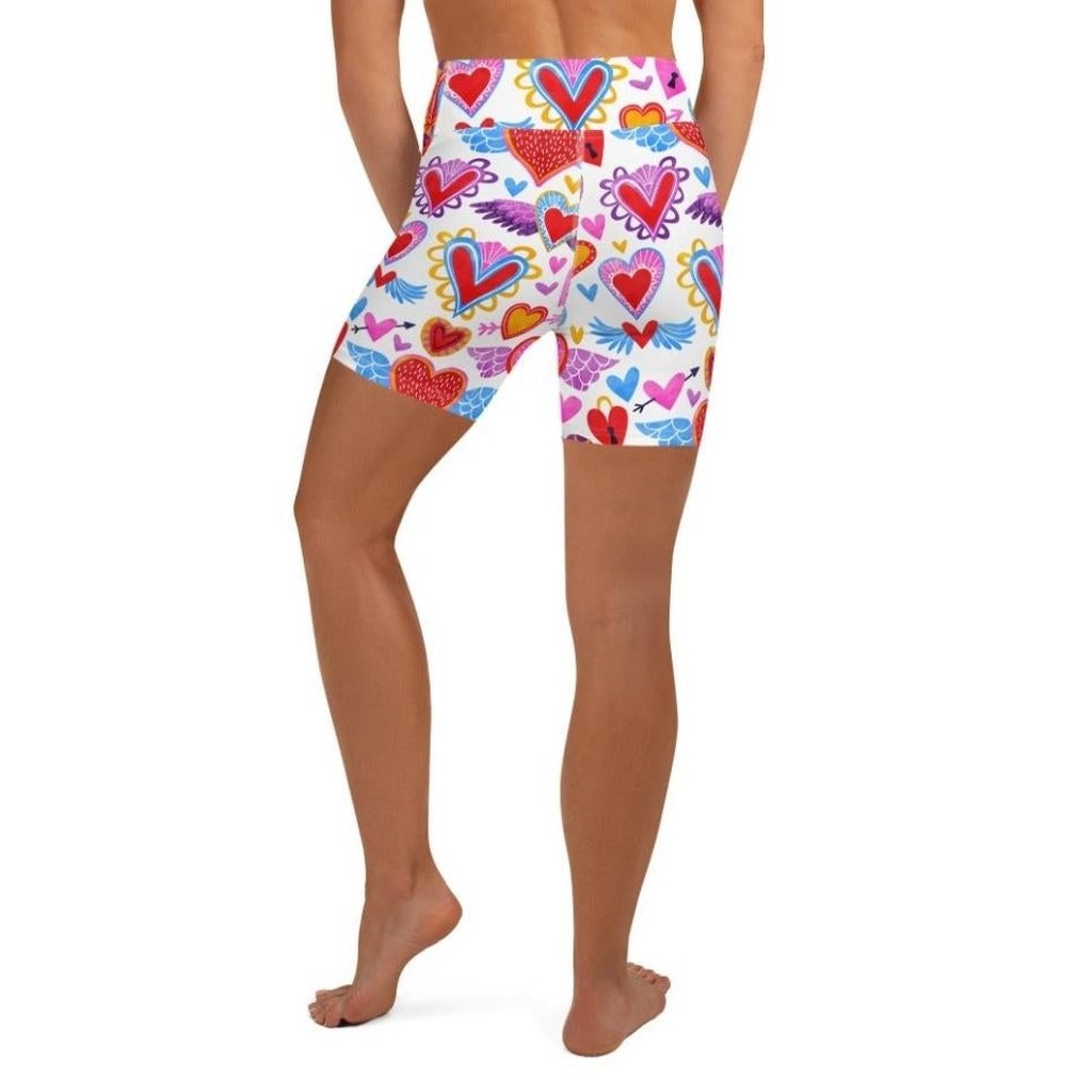 Heart Pattern Yoga Shorts