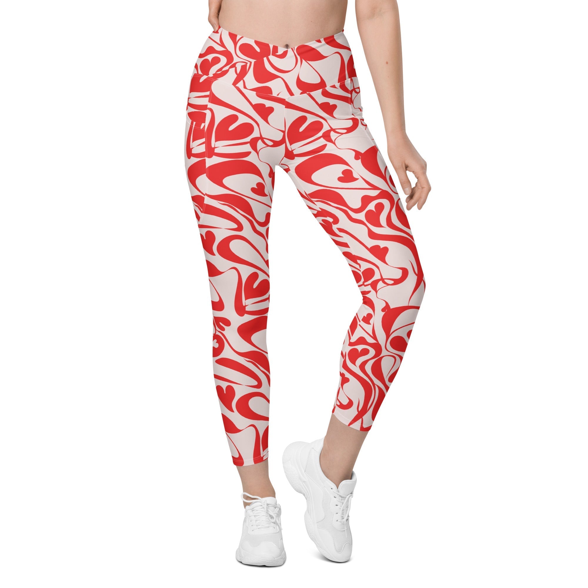 Heart Swirl Crossover Leggings With Pockets