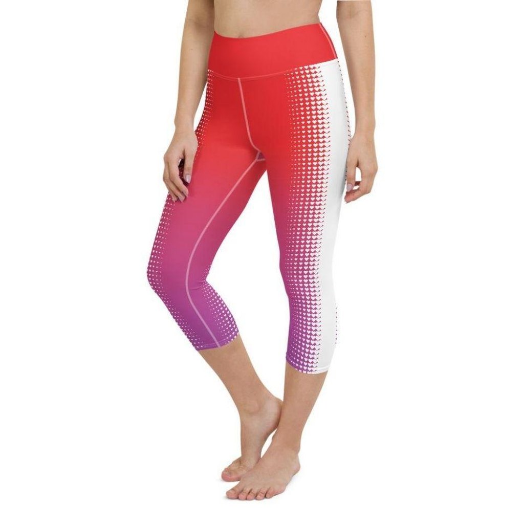 Hearts Optical Illusion Leggings Yoga Capris